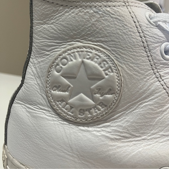 Sold on depop - Converse - White High-Top - Leather Sneakers - Picture 5 of 10